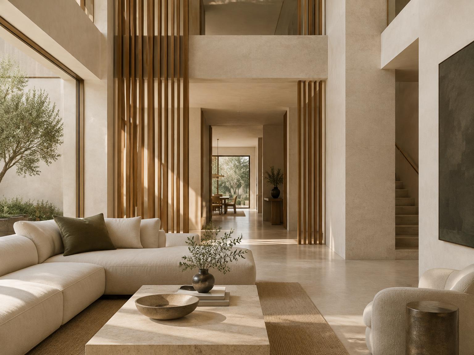 Interior conceptual que explora escala, ritmo y proporción